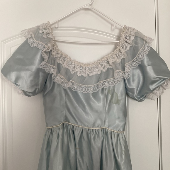 Vintage baby blue silk dress - Picture 2 of 15